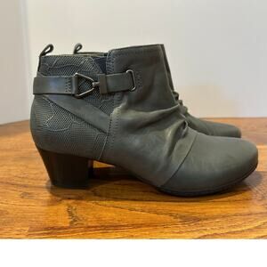 Earth Women’s Calgary Halifax Leather Ankle Boots – Gray, Sz 10M Everyday Style